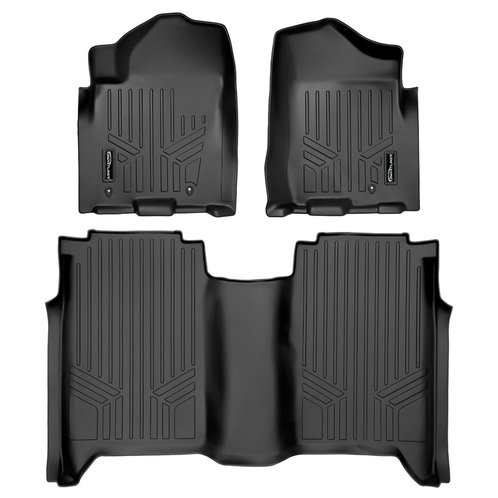 SMARTLINER Custom Fit Floor Mats 2 Row Liner Set Black Compatible With 2008-2015 Nissan Titan Crew Cab (SA0275/B0275)