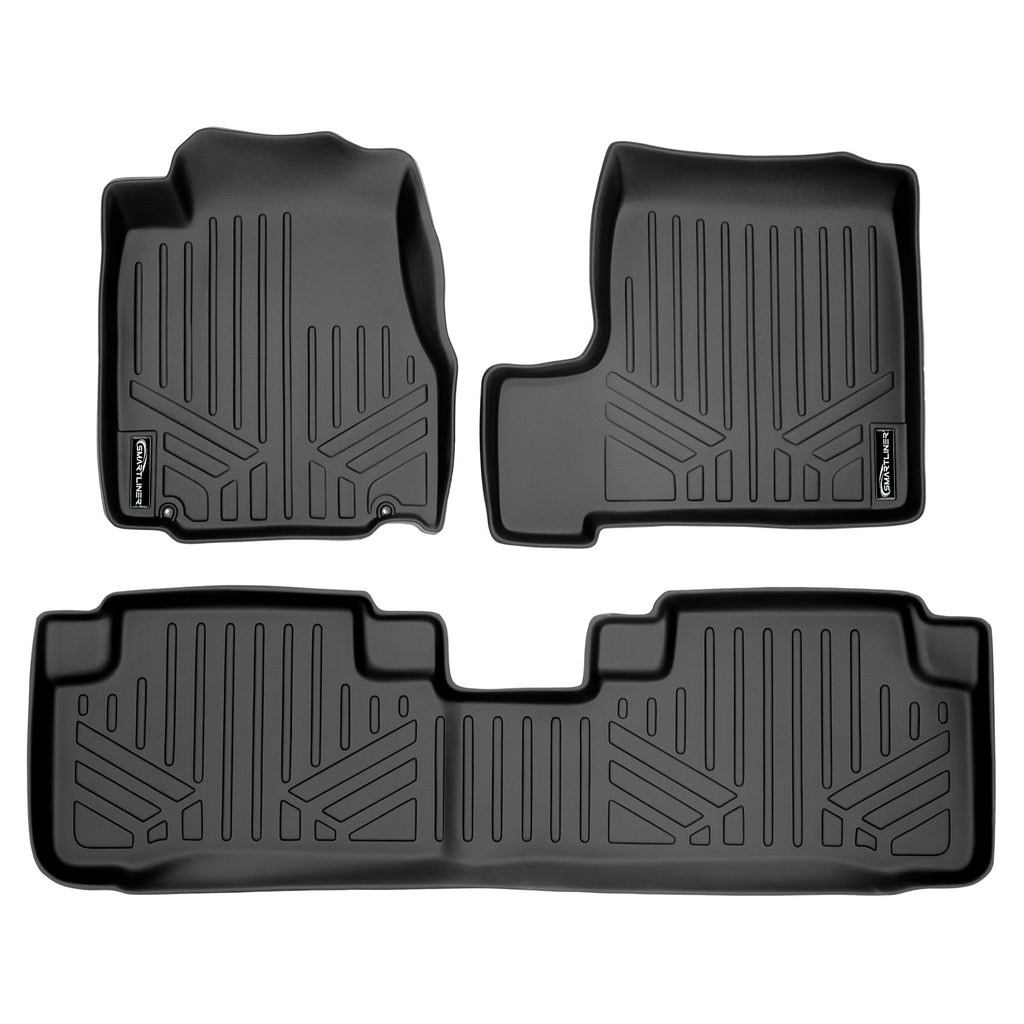 SMARTLINER Custom Fit All Weather Protection Black 2 Row Floor Liners Compatible With 2007-2011 Honda CR-V (SA0021/B0021)