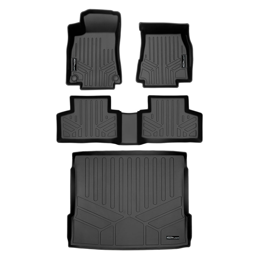 SMARTLINER Floor Mats 2 Rows - Upper Cargo Liner Behind 2nd Row Set Black 20-21 Mercedes-Benz GLB Class 5 Passenger Models (SA0499/B0499/D0499)