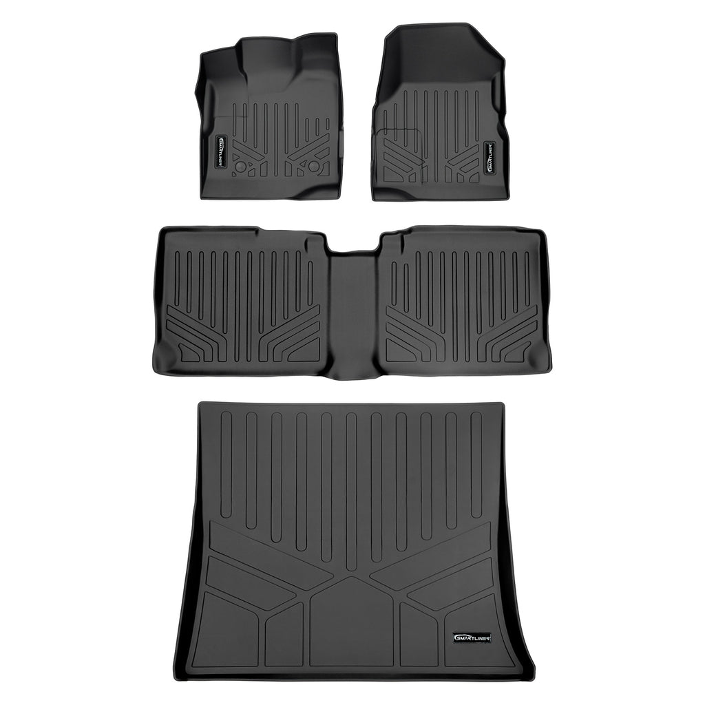 SMARTLINER Custom Floor Mats and Cargo Liner Set Black Compatible With 2011-2017 Chevy Equinox / GMC Terrain with Dual Front Floor Posts (SA0119/B0070/D0070)