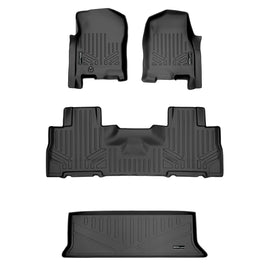 SMARTLINER Floor Mats and Cargo Liner Set Black Compatible With 2007-2010 Expedition/Navigator with 2nd Row Bucket Seats without Console (SA0346/B0303/E0183)