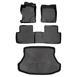 SMARTLINER Custom Floor Mats 2 Rows and Cargo Liner Set Black Compatible With 2012-2015 Honda Civic Sedan (SA0137/B0137/D0137)