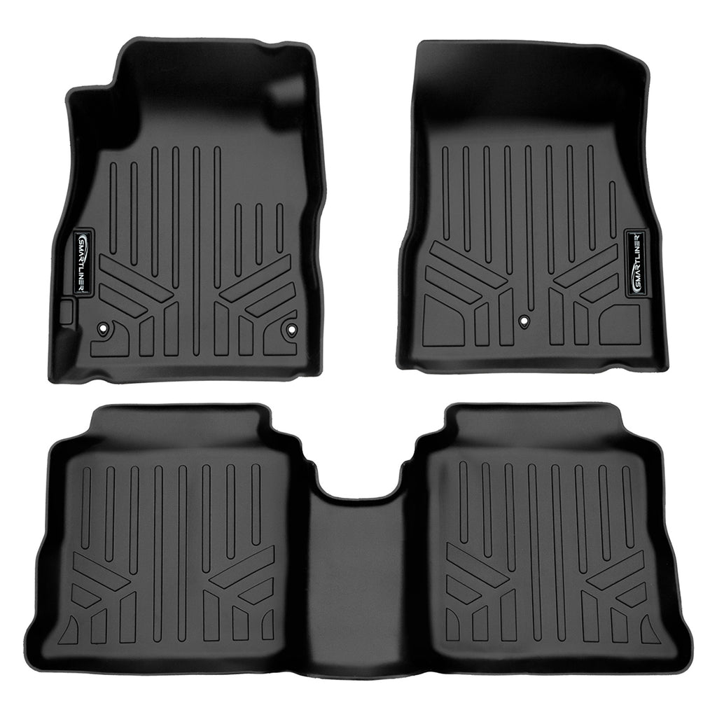 SMARTLINER Custom Fit All Weather Protection Black 2 Row Floor Liners Compatible With 2020-2025 Nissan Versa (SA0642/B0642)