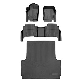 SMARTLINER Floor Mats 2 Rows and Truck Bed Liner Set Black Compatible With 2008-2021 Frontier Crew Cab with Dual Drivers Side Floor Posts (SA0121/B0121/K0121)