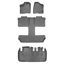 SMARTLINER Floor Mats 3 Rows and Cargo Liner Behind 3rd Row Set Grey Compatible With 2011-2012 Toyota Sienna 7 Passenger Model Only (SA2083/B2128/D2128)