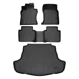 SMARTLINER All Weather Protection Custom Fit Black 2 Row Floor Mats and Cargo Liner Set Compatible With 2020-2023 Toyota Camry (SA0675/B0675/D0330)