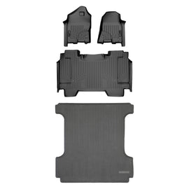 SMARTLINER Floor Mats 2 Rows - Truck Bed Mat Liner Set Black 2019-2022 Ram 1500 Only Fits Crew Cab w/o Rear Underseat Storage (SA0426/B0369/K0369)