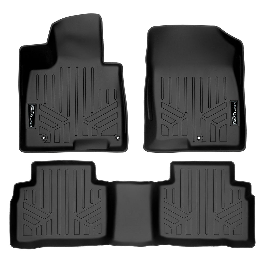 SMARTLINER All Weather Custom Fit Black 2 Row Floor Mat Liner Set Compatible With 2022-2025 Hyundai Tucson (SA0555/B0555)