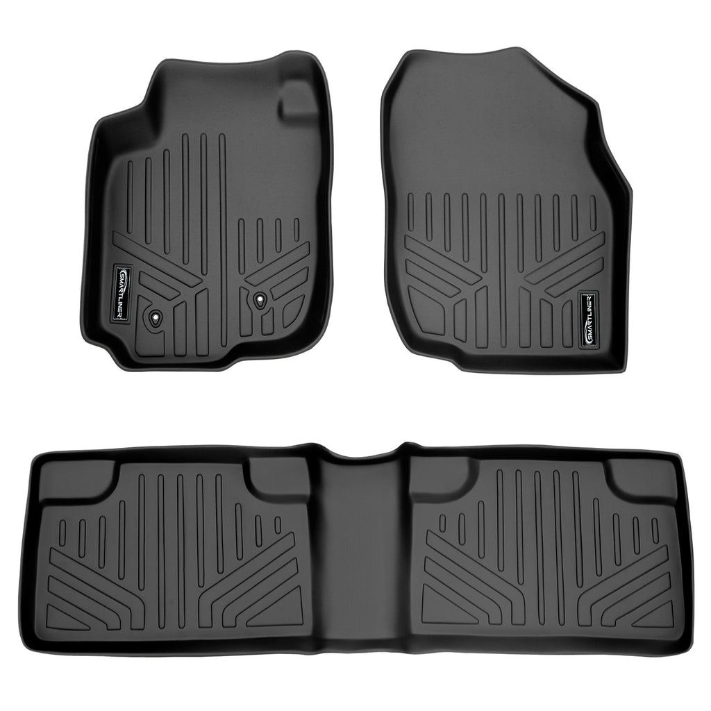 SMARTLINER Custom Fit Floor Mats 2 Row Liner Set Black Compatible With 2006-2012 Toyota RAV4 without 3rd Row Seat (SA0019/B0019)