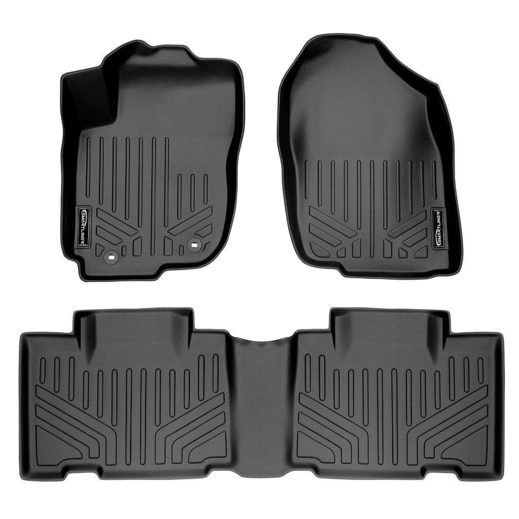 SMARTLINER Custom Fit All Weather Protection Black 2 Row Floor Liners Compatible With 2013-2018 Toyota RAV4 (SA0134/B0134)