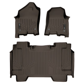 SMARTLINER Custom Fit Floor Mats 2 Row Liner Set Cocoa Compatible With 2019-2021 Ram 1500 Crew Cab with 1st Row Captain or Bench Seats (SA3369/B3369)