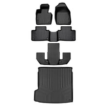 Load image into Gallery viewer, SMARTLINER Floor Mats 3 Rows and Cargo Liner Behind 2nd Row Set Black Compatible With 2020-2023 Volvo XC90 (SA0223/B0633/C0633/D0223)