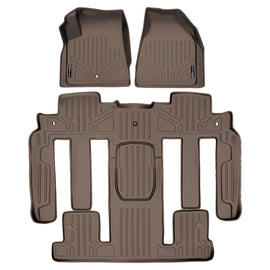 SMARTLINER Custom Fit Floor Mats 3 Rows and Cargo Liner Behind 2nd Row Tan Compatible With Traverse / Enclave with 2nd Row Bucket Seats (SA1043/B1044-P/D1043)