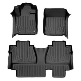 SMARTLINER Custom Floor Mats 2 Row Liner Set Black Compatible With 2014-2021 Toyota Tundra Double Cab (SA0108/B0197)