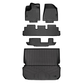 SMARTLINER Custom Fit Floor Mats 3 Rows and Cargo Liner Behind 2nd Row Set Black Compatible With 2022-2023 Infiniti QX60 (SA0567/B0567/C0579/D0579)