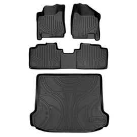 SMARTLINER Custom Fit All Weather Protection Black 2 Row Floor Liners & Cargo Liner behind the 2nd Row Seats Compatible With 2010-2016 Cadillac SRX (SA0087/B0087/D0087)