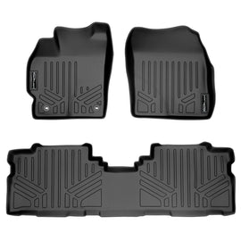 SMARTLINER Custom Fit Floor Mats 2 Row Liner Set Black Compatible With 2012-2017 Toyota Prius V (SA0123/B0124)