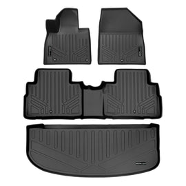 SMARTLINER All Weather Custom Fit Black 2 Row & Cargo Liner Behind the 3rd Row Floor Mat Liner Set Compatible With 2020-2023 Kia Telluride with 2nd Row Bench or Bucket Seats With Center Console (SA0417/B0417/E0417)