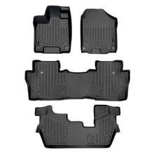 Load image into Gallery viewer, SMARTLINER Custom Fit Floor Mats 3 Row Liner Set Black Compatible With 2016-2022 Honda Pilot 8 Passenger Model (SA0200/B0200/C0200)