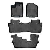 SMARTLINER Custom Fit Floor Mats 3 Row Liner Set Black Compatible With 2016-2022 Honda Pilot 8 Passenger Model (SA0200/B0200/C0200)
