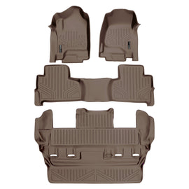 SMARTLINER Custom Fit Floor Mats 3 Row Liner Set Tan Compatible With 2015-2020 Chevrolet Tahoe / GMC Yukon (SA1136/B1153/C1153)