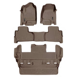 SMARTLINER Custom Fit Floor Mats 3 Row Liner Set Tan Compatible With 2015-2020 Chevrolet Tahoe / GMC Yukon (SA1136/B1153/C1153)