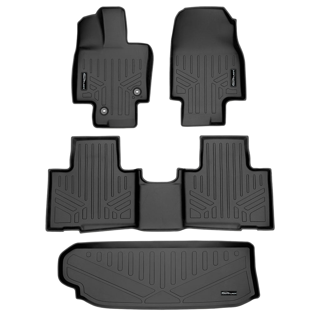 SMARTLINER Floor Mats 2 Rows & Cargo Liner Behind 3rd Row Set Black Compatible With 2020-2022 Highlander 2nd Row Bench or Bucket Seats (SA0500/B0500/E0500)