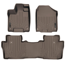SMARTLINER Custom Fit Floor Mats 2 Row Liner Set Tan Compatible With 2016-2022 Honda Pilot (SA1200/B1200)