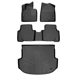 SMARTLINER Custom Floor Mats 2 Rows and Cargo Liner Behind 2nd Row Set Black Compatible With 2013-2018 Hyundai Santa Fe 5 Passenger Model (SA0114/B0114/D0114)