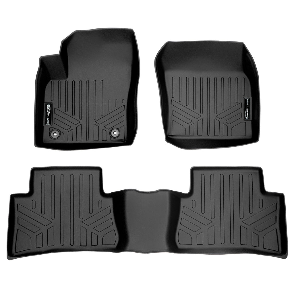 SMARTLINER Custom Fit Floor Mats 2 Row Liner Set Black Compatible With 2018-2021 Toyota C-HR (SA0314/B0314)