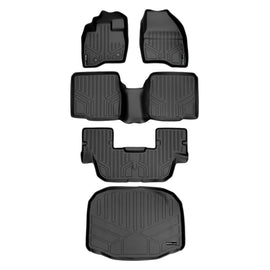 SMARTLINER Floor Mats 3 Rows and Cargo Liner Behind 3rd Row Set Black Compatible With 2015-2016 Explorer without 2nd Row Center Console (SA0161/B0082/C0082/E0082)