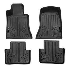 SMARTLINER All Weather Protection Custom Fit Black 2 Row Floor Mat Liner Set Compatible With 2022-2024 Mercedes Benz C-Class (SA0740/B0740)