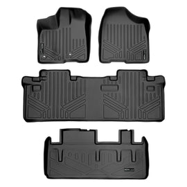 SMARTLINER Custom Floor Mats 2 Rows and Cargo Liner Behind 3rd Row Set Black Compatible With 2013-2020 Toyota Sienna 8 Passenger Model (SA0128/B0083/D0128)