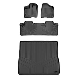 SMARTLINER Custom Floor Mats 2 Rows and Cargo Liner Behind 2nd Row Set Black Compatible With 2011-2012 Toyota Sienna 8 Passenger Model (SA0083/B0083/D0083)