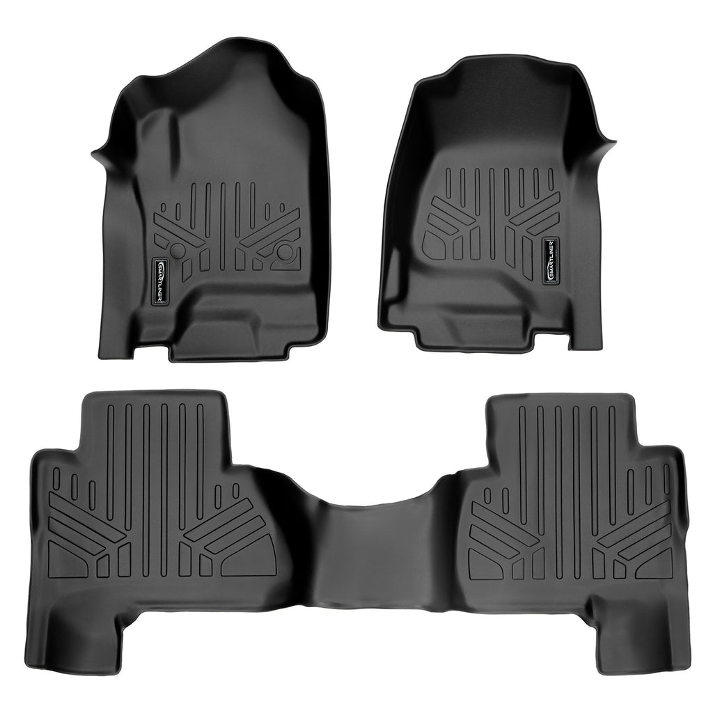 SMARTLINER Custom Fit Floor Mats 2 Row Liner Set Black Compatible With 2015-2020 Cadillac Escalade ESV (SA0136/B0166)