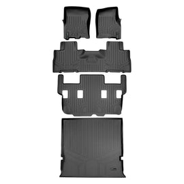 SMARTLINER Floor Mats and Cargo Liner Behind 2nd Row Set Compatible With 11-17 Expedition/Navigator with 2nd Row Bucket Seats No Console (SA0183/B0303/C0184/D0183)