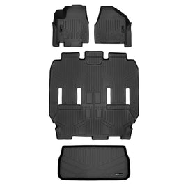 SMARTLINER Floor Mats 3 Rows and Cargo Liner Behind 3rd Row Set 2017-2024 Pacifica 7/8 Passenger and 2020 Voyager (SA0232/B0291/E0232)