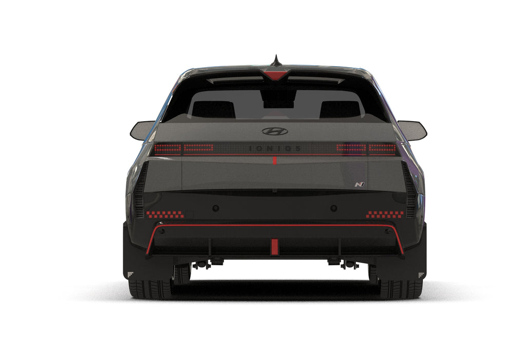 Rally Armor 2025 Hyundai Ioniq 5 N Black UR Mud Flap Silver Battery Logo (MF117-BAT-BLK-SIL)