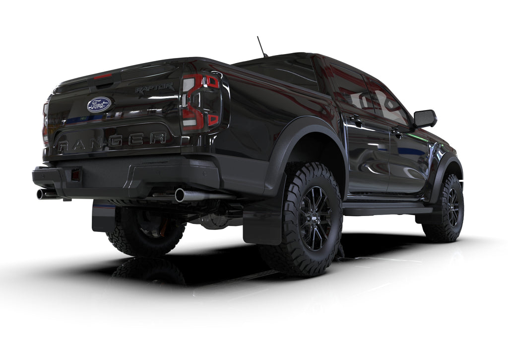 Rally Armor 23-25 Ford Ranger Raptor Black UR Mud Flap Metallic Black Logo (MF123-UR-BLK-MBK)