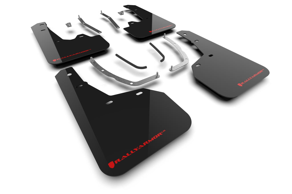 Rally Armor 2025 Hyundai Tucson ICE XRT Black UR Mud Flap - Red Logo (MF125-UR-BLK-RD)