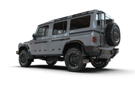 Rally Armor 23-25 Ineos Grenadier Black Mud Flap - Warm Grey Logo (MF143-BLK-WGRY)