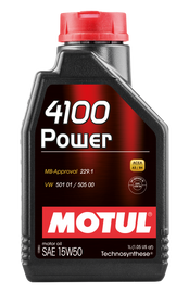 Motul 1L Engine Oil 4100 POWER 15W50 - VW 505 00 501 01 - MB 229.1 (102773)