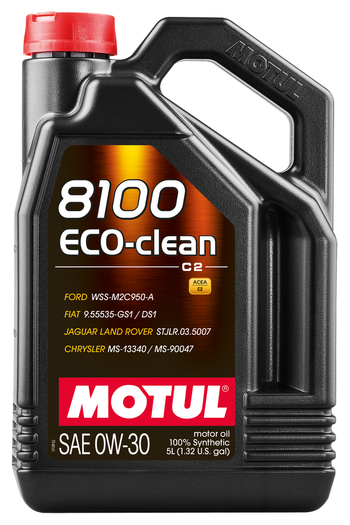 Motul 5L Synthetic Engine Oil 8100 0W30 4x5L ECO-CLEAN  ACEA C2 API SM ST.JLR 03.5007 (102889)
