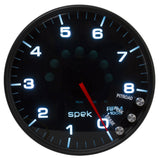 AutoMeter Spek-Pro Gauge Tachometer 5in 8K Rpm W/Shift Light and Peak Mem Black/Smoke/Black (P23852)