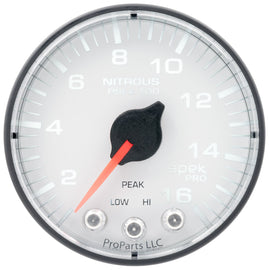AutoMeter Spek-Pro 2 1/16in 1600PSI Stepper Motor w/ Peak & Warn White/Black Nitrous Pressure Gauge (P320128)