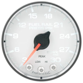 AutoMeter Spek-Pro 2 1/16in 30KPSI Stepper Motor W/Peak & Warn White/Black Rail Pressure Gauge (P321128)