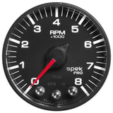 AutoMeter Spek-Pro Black 2 1/16 inch 8K RPM Tach w/ Shift Light and Peak Memory (P334328)