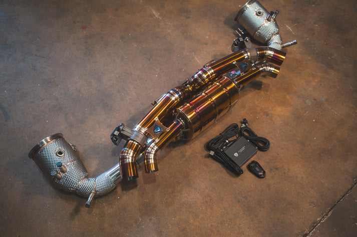 Valvetronic Designs 2019-2024 Porsche 992 911 Carrera,Turbo 3.8L, Full Exhaust System, Grade 5 Titanium Titanium 4.0 Inch Outlet Tips (POR.992.TUR.VSES.FF.TI)