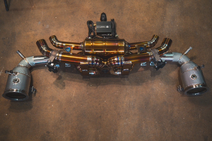 Valvetronic Designs 2019-2024 Porsche 992 911 Carrera,Turbo 3.8L, Full Exhaust System, Grade 5 Titanium Titanium 4.0 Inch Outlet Tips (POR.992.TUR.VSES.FF.TI)