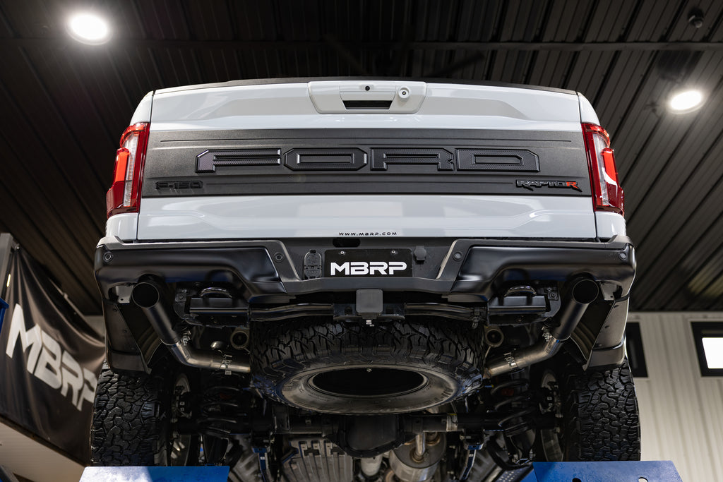 MBRP 2022+ Ford F-150 Raptor 3.5L / Raptor R 5.2L 3in Dual Rear Exit Turndown Axle Back - Black (S5278BLK)